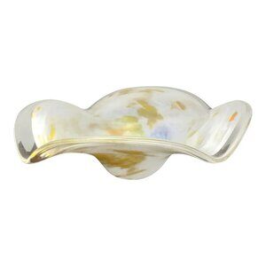 Modern Contemporary 12' round White and Yellow Opalescent Glass Centerpiece Bowl